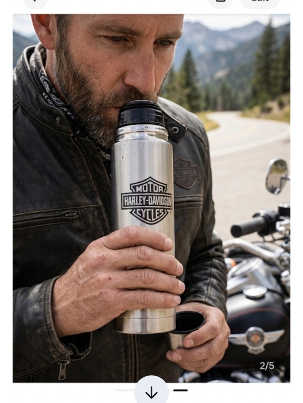 Harley-Davidson Silver and Black Stainless Steel Bottle